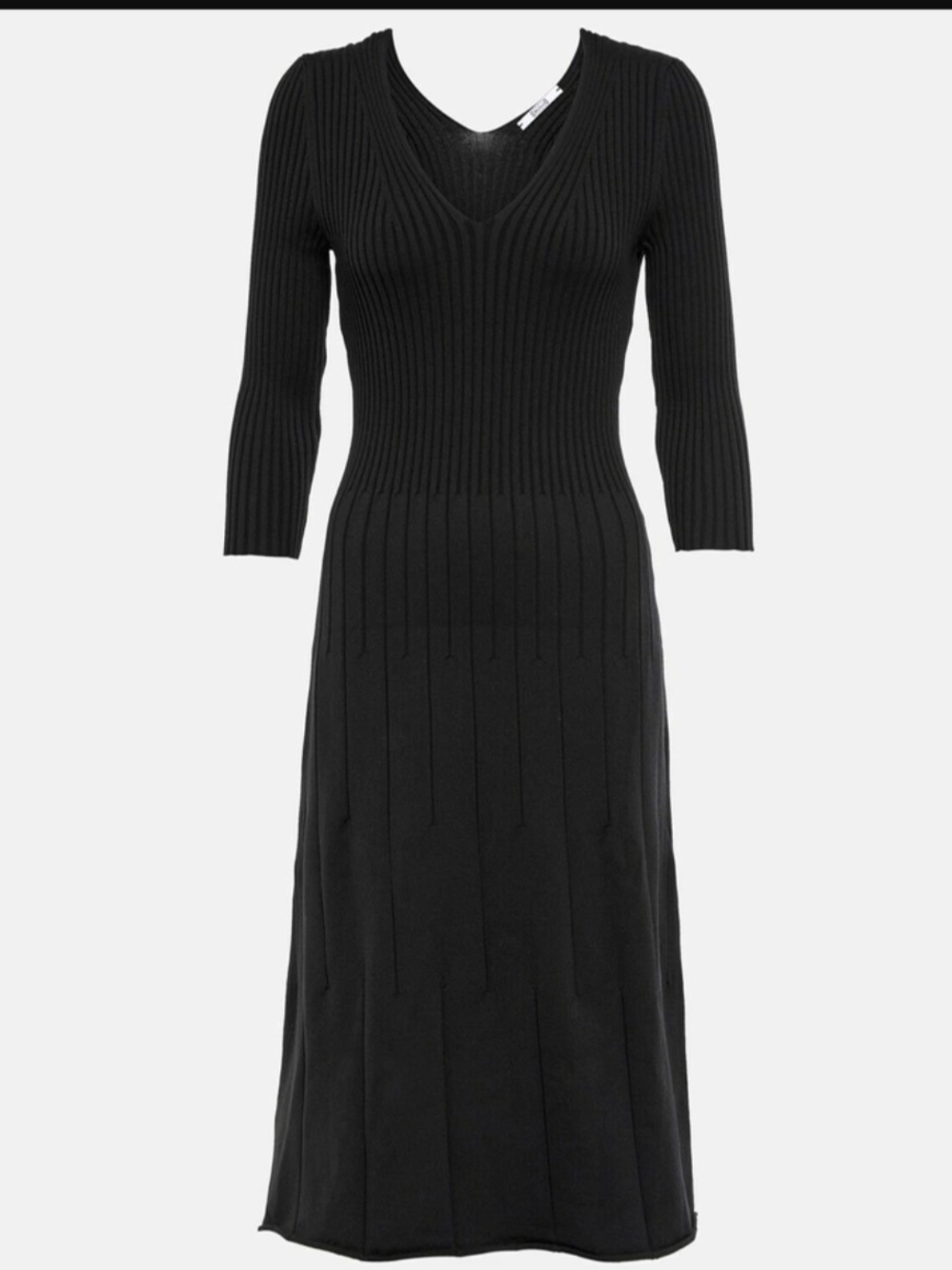 Wolford Black Ribbed V-Neck Midi Dress